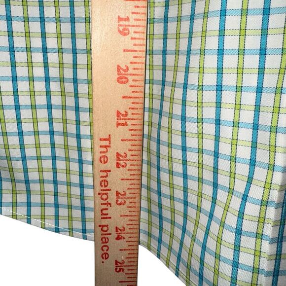 Lands End Sz 12P No Iron Pinpoint Oxford Shirt Plaid Office Preppy Casual - Picture 9 of 9